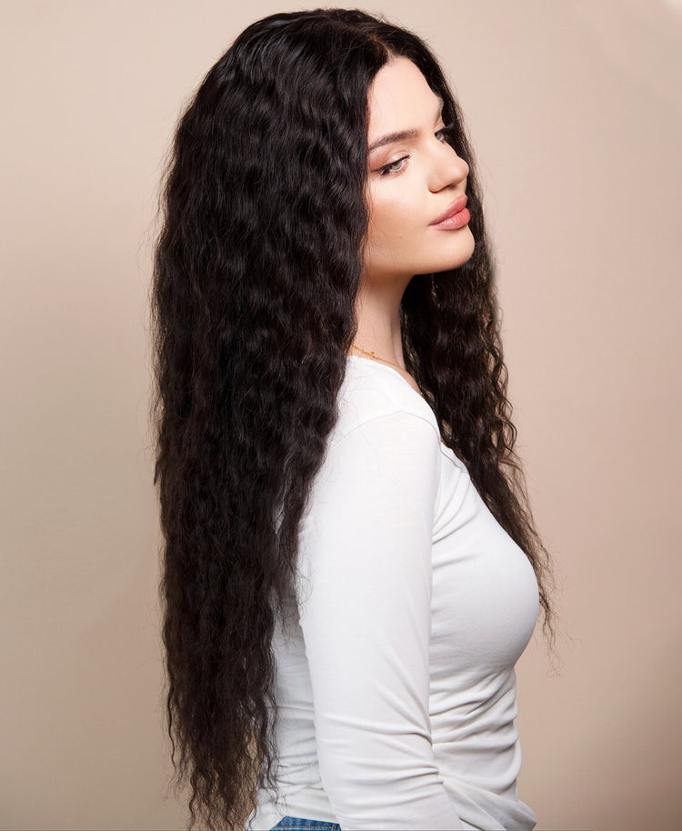 wavy human wig - 22” natural black.