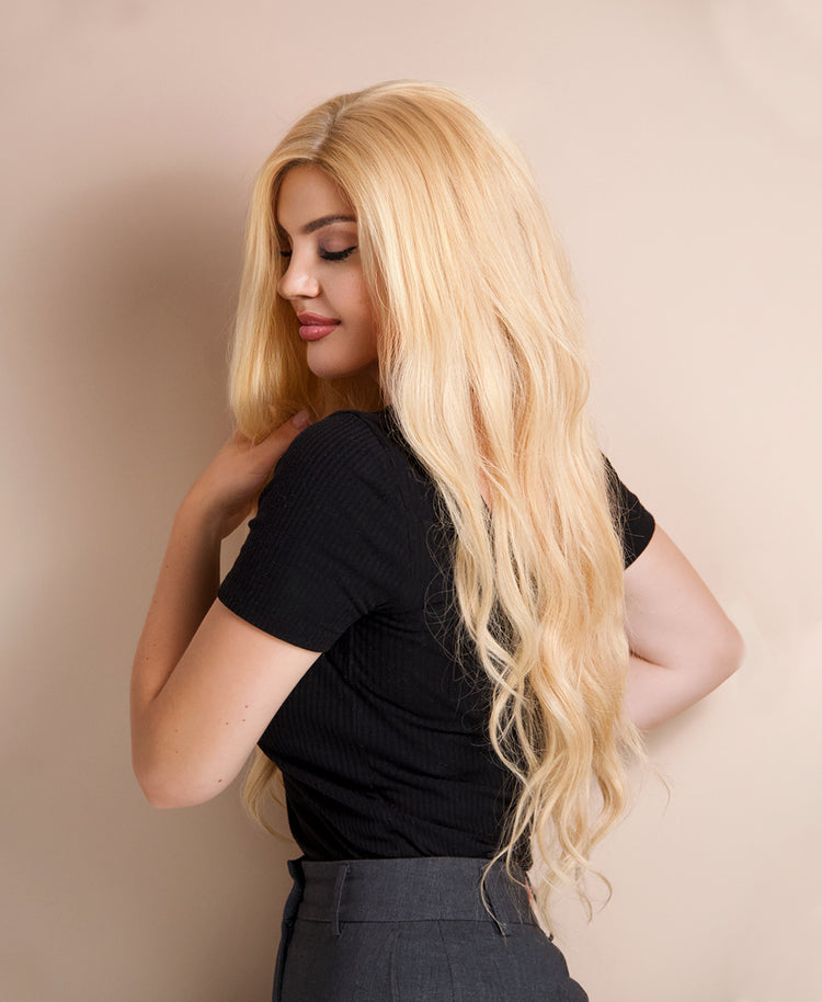 front lace human wig - 24" honey blonde.
