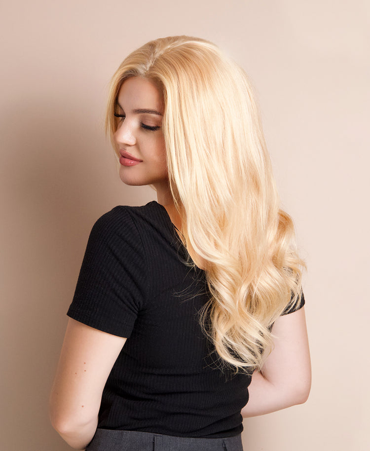 front lace human wig - 14" honey blonde.