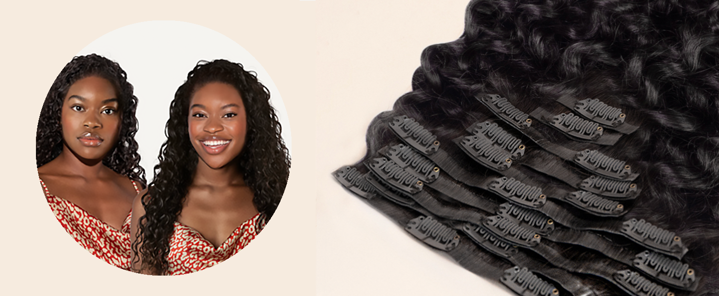 Human hair extensions clip in curly online