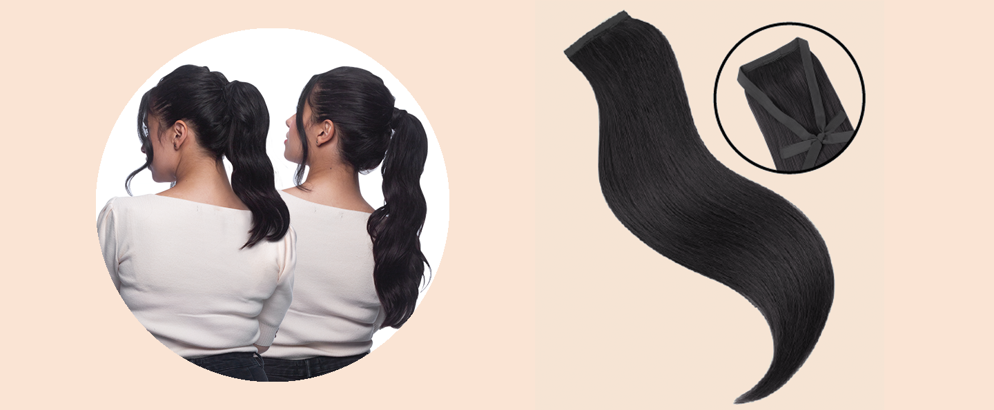 Mia Clip-N-Pony Instant Pferdeschwanz - Schwarz, 38 Cm Lang - Sofortiger Haaraufsatz Für Voluminösen Look