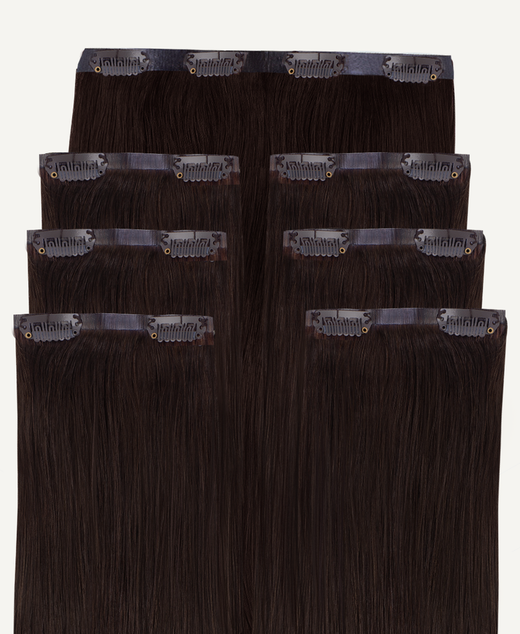 invisible clip-in hair extensions #2 chocolate brown.