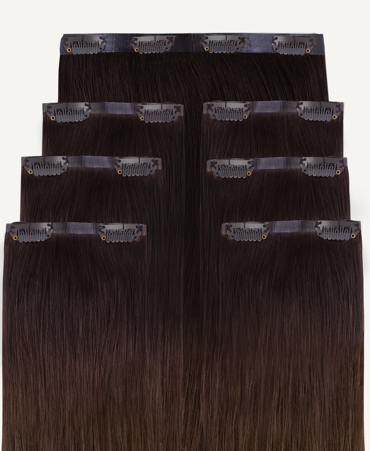 invisible clip-in hair extensions #1b-2-4 dark ombre.