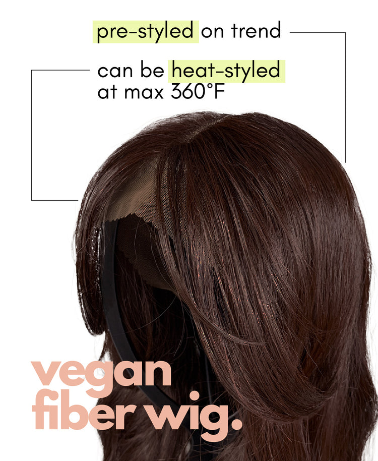 vegan fiber blowout curtain bangs wig 22".