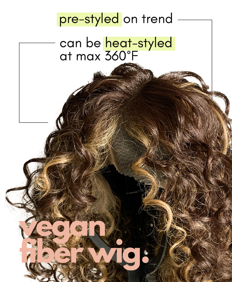 vegan fiber curly balayage wig 16".