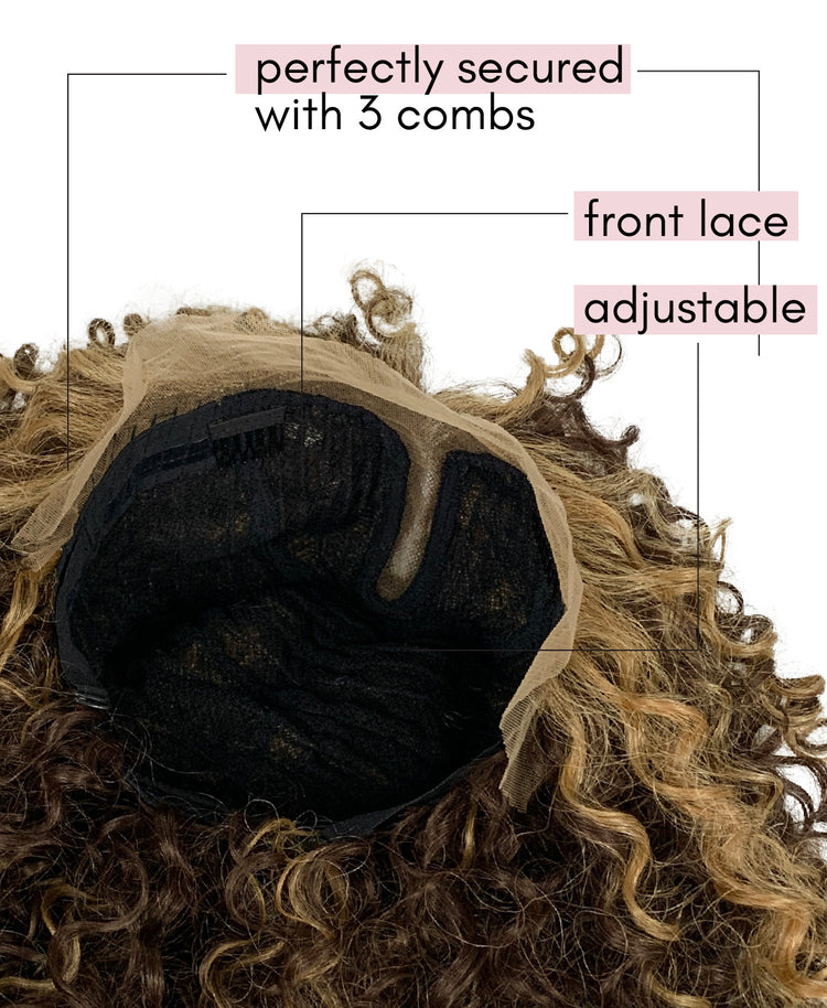 vegan fiber curly balayage wig 16".