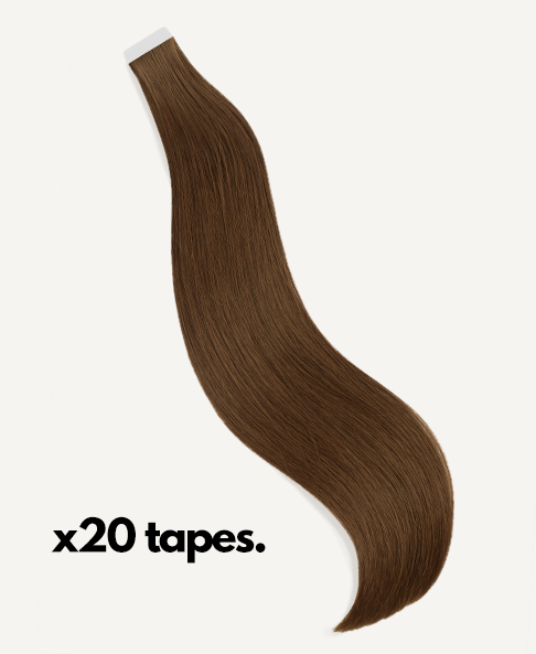 tape-in hair extensions #6 light brown.