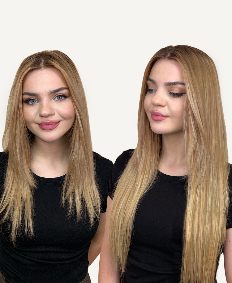 clip-in hair extensions #16-28 blonde balayage.