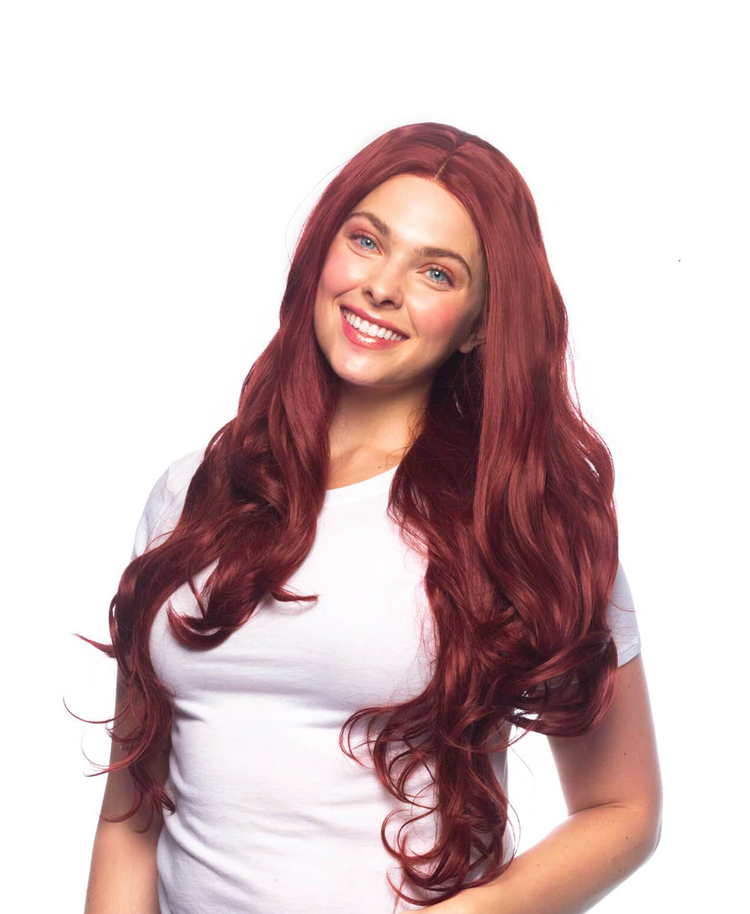 wavy red wig 22".
