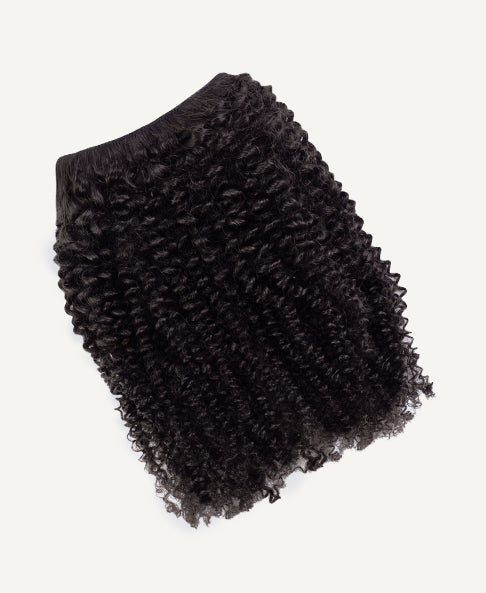 kinky (4A curls) clip-in extensions #1b natural black.