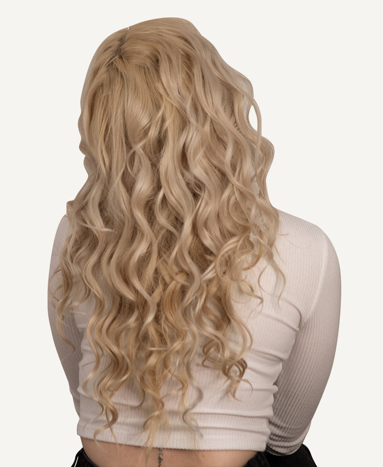curly tape-in hair extensions #28 honey blonde.