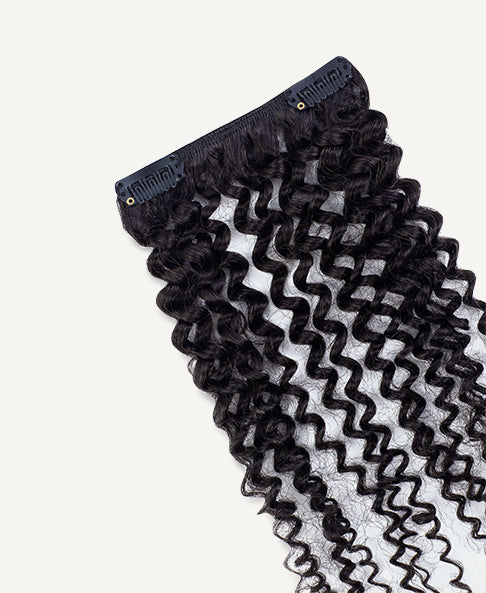 kinky (4A curls) clip-in extensions #1 jet black.