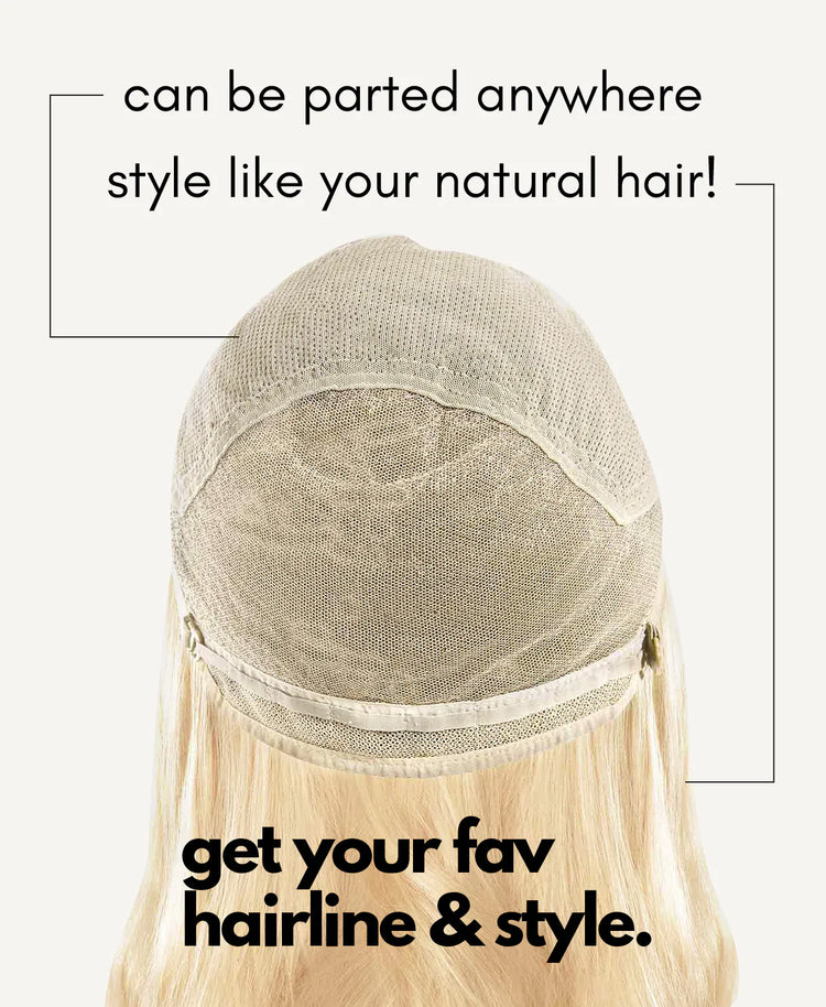 front lace human wig - 14" platinum blonde.